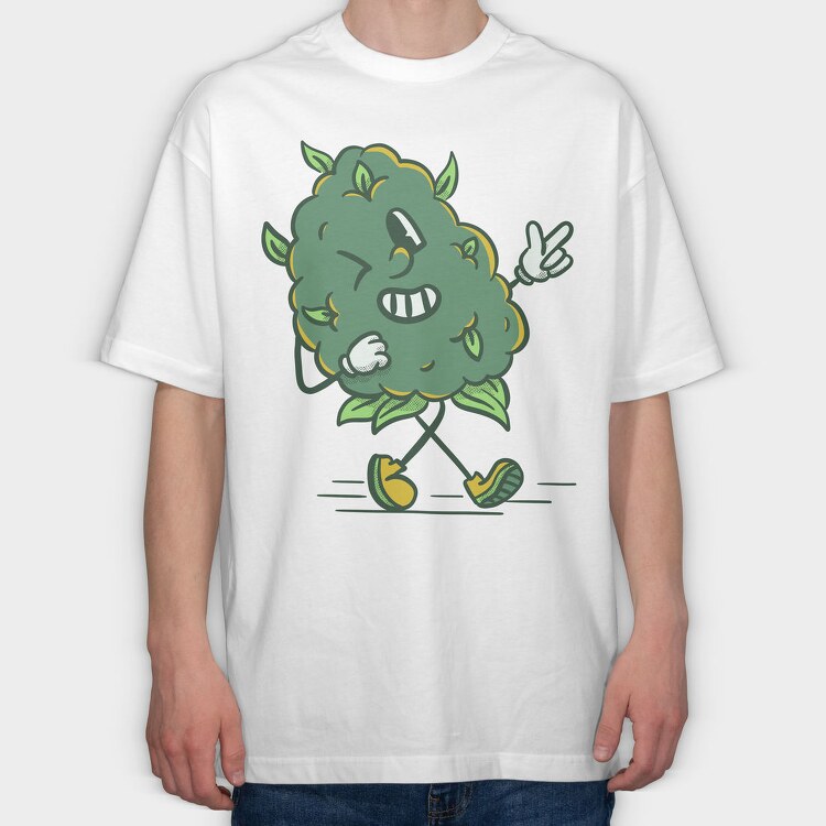 Cannabis Buddy Cartoon, Tricou Oversize Barbati (Unisex)