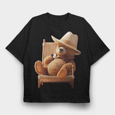 Teddy Bear Hat, Tricou Oversize Barbati (Unisex)