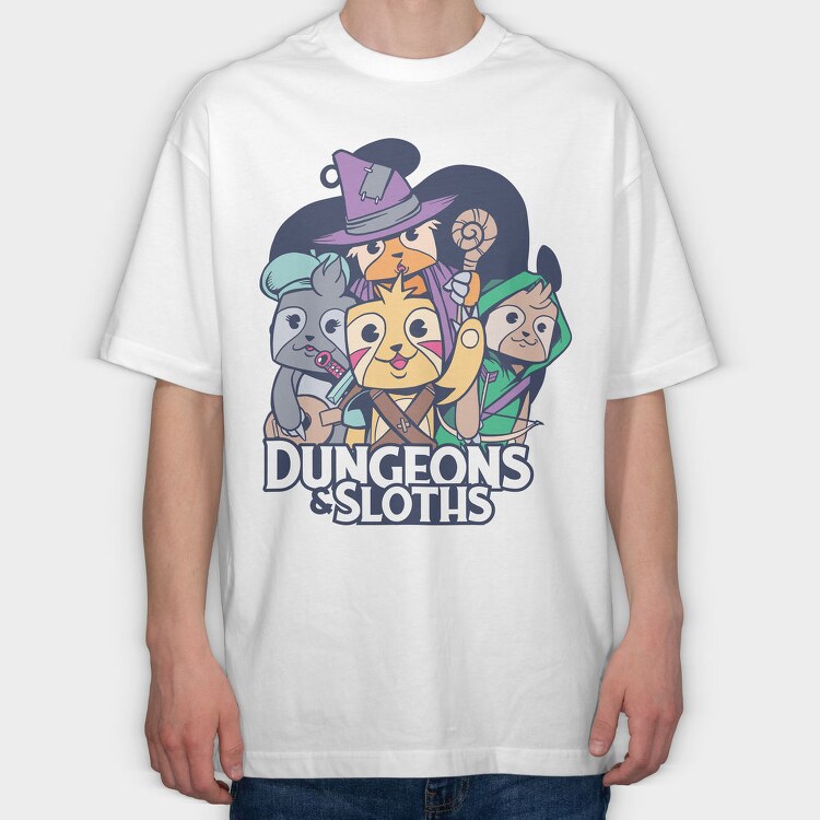 Dungeons Sloths, Tricou Oversize Barbati (Unisex)