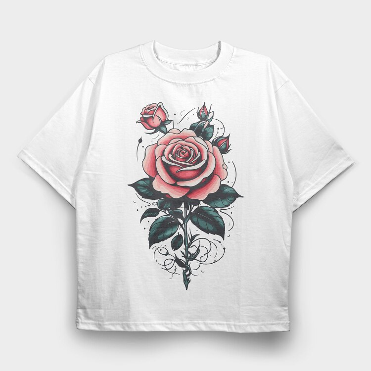 Elegant Roses Traditional, Tricou Oversize Barbati (Unisex)
