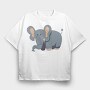 Elephant Hug, Tricou Oversize Barbati (Unisex)