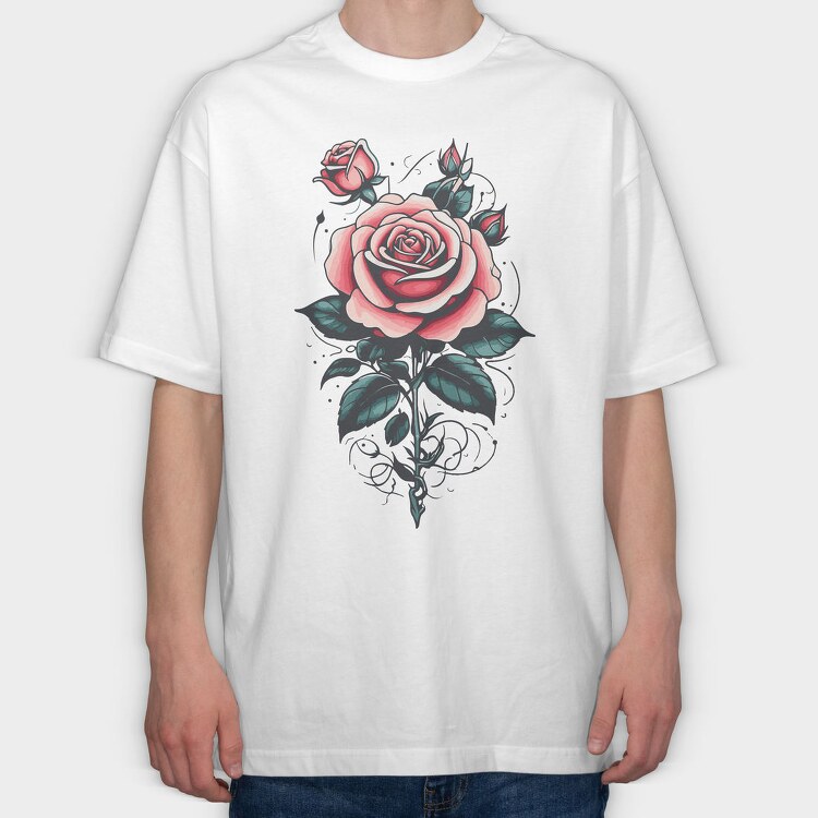 Elegant Roses Traditional, Tricou Oversize Barbati (Unisex)