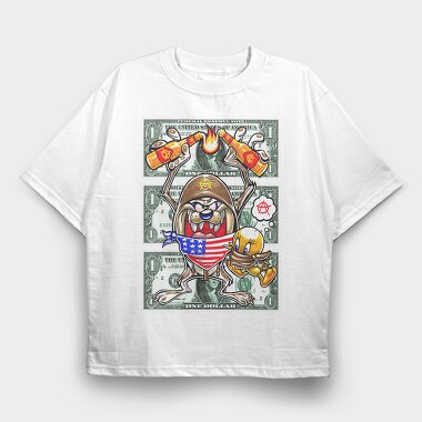 Daffy Duck Money Anarchy Urban Art, Tricou Oversize Barbati (Unisex)