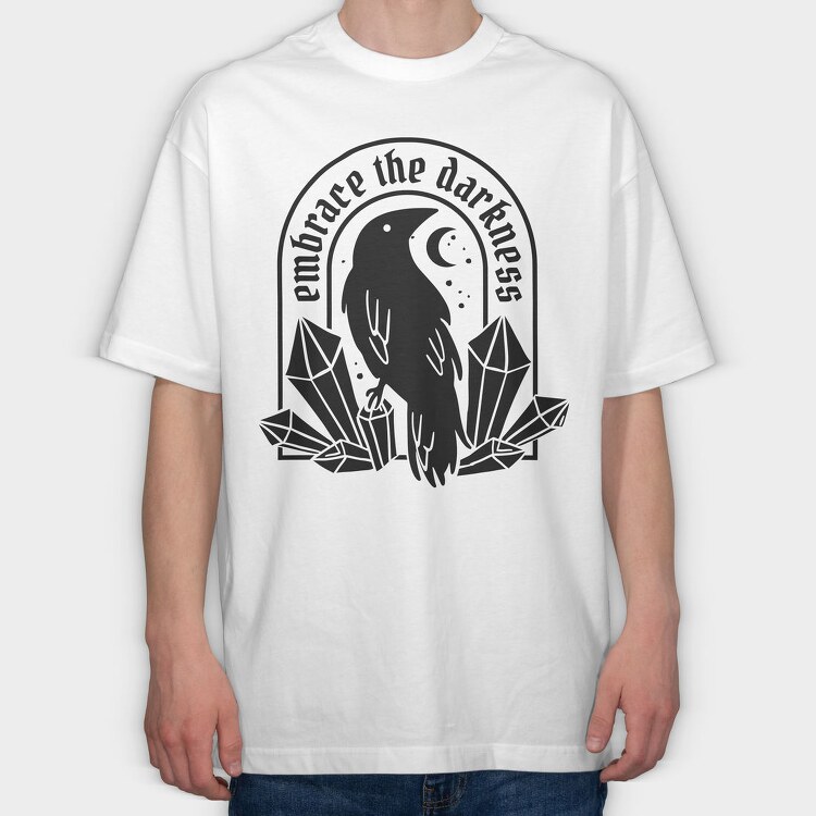 Embrace The Darkness Crow And Crystals, Tricou Oversize Barbati (Unisex)