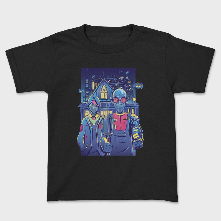 Cyberpunk Couple In City Painting Recreated, Tricou Copii