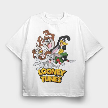 Looney Tunes Party Ride, Tricou Oversize Barbati (Unisex)