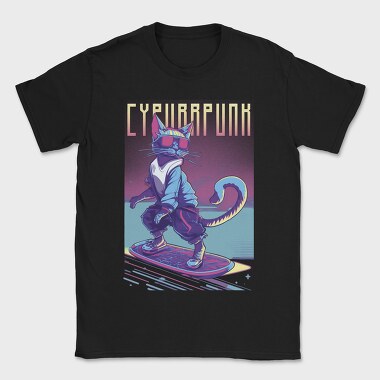 Cyberpunk Skater Cat, Tricou Barbati (Unisex)