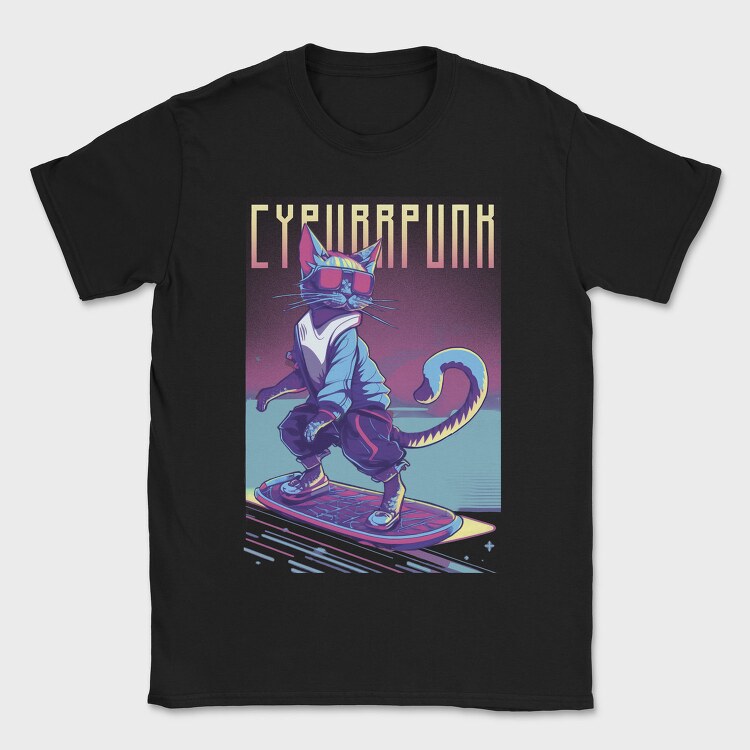 Cyberpunk Skater Cat, Tricou Barbati (Unisex)