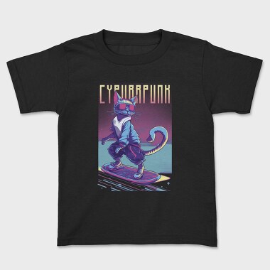 Cyberpunk Skater Cat, Tricou Copii