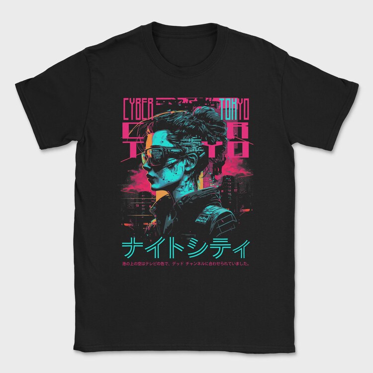 Cyberpunk Tokyo Girl, Tricou Barbati (Unisex)