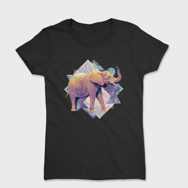 Elephant On Geometric Shapes Animals, Tricou Femei