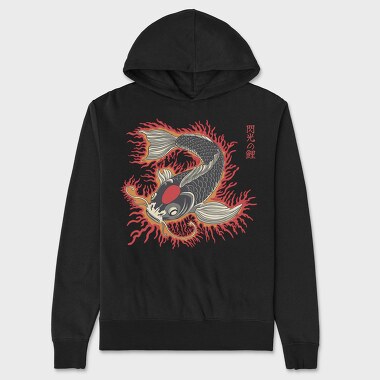 Japanese Koi Flames Fire Traditional, Hanorac Oversize Barbati (Unisex)