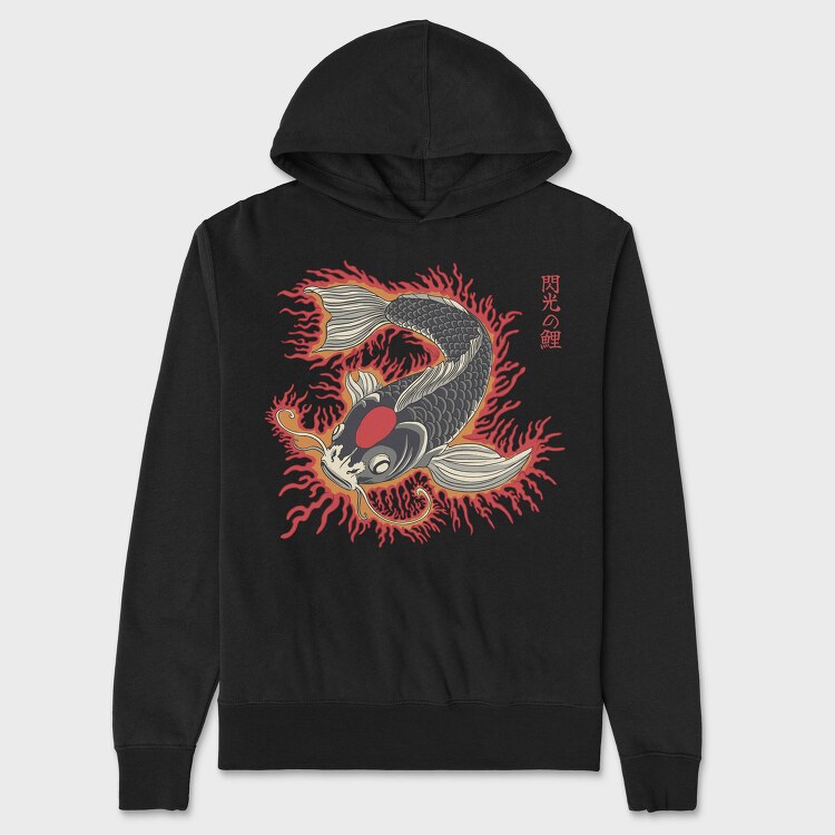 Japanese Koi Flames Fire Traditional, Hanorac Oversize Barbati (Unisex)
