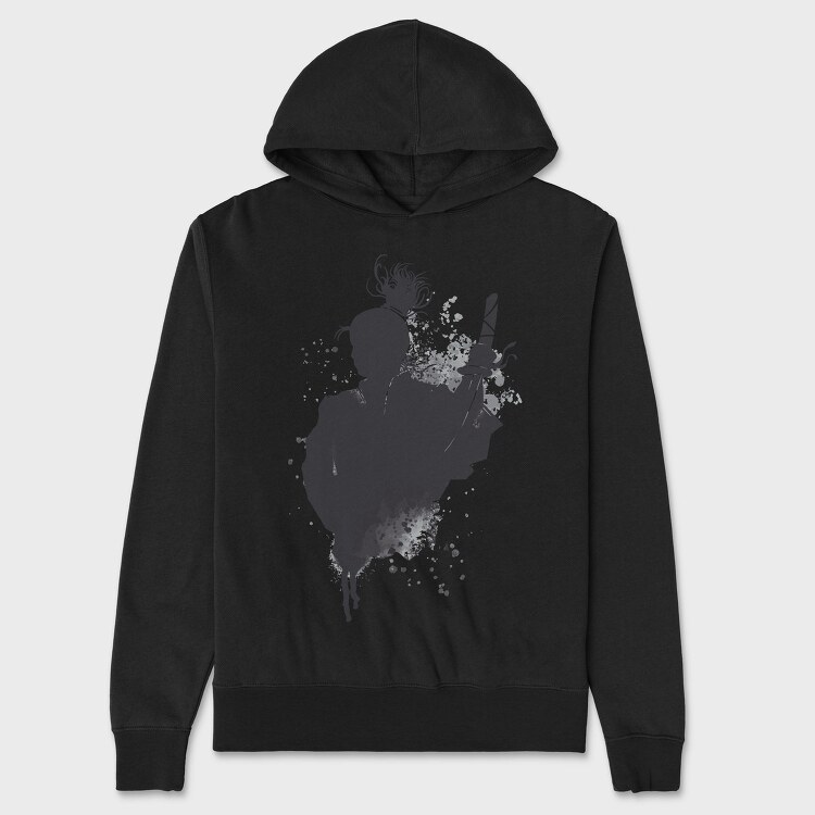 Japanese Samurai Warrior Ink Art, Hanorac Oversize Barbati (Unisex)