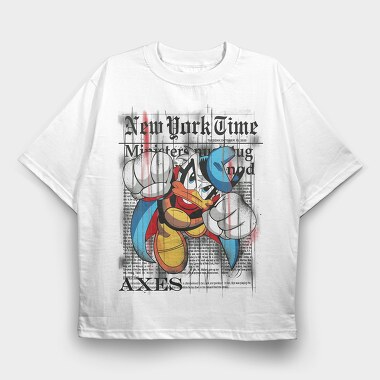 New York Time Donald Duck Urban Art, Tricou Oversize Barbati (Unisex)