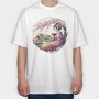 Japanese Geisha And Landscape Tea, Tricou Oversize Barbati (Unisex)