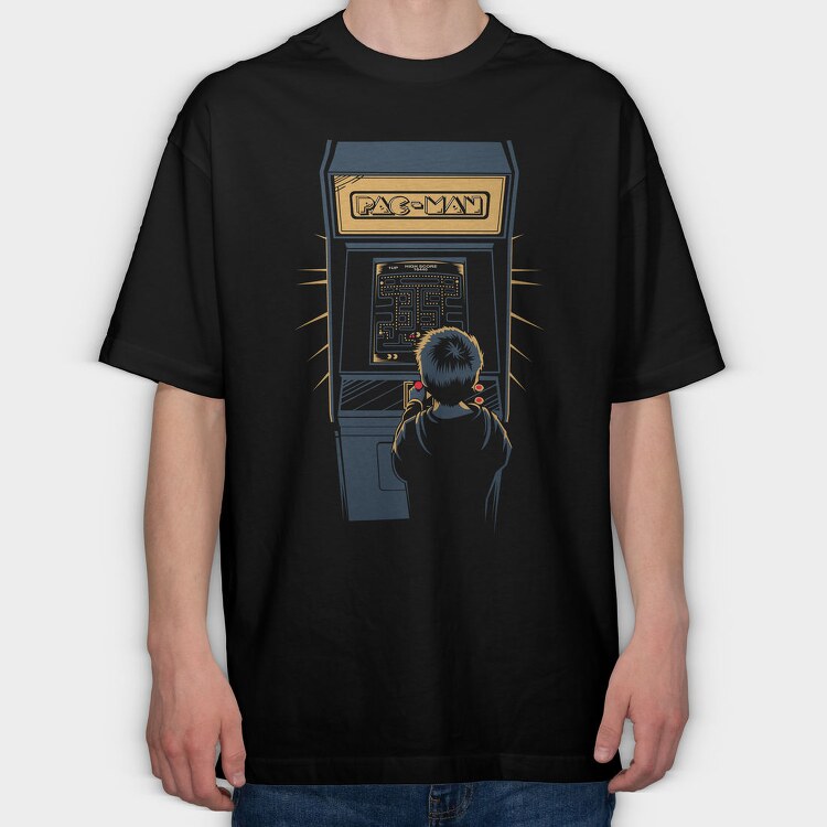 Retro Gaming Pac Man Game, Tricou Oversize Barbati (Unisex)