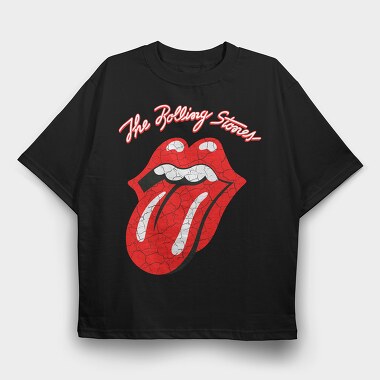 Rolling Stones Lips Red Crack Rock Ribbons, Tricou Oversize Barbati (Unisex)