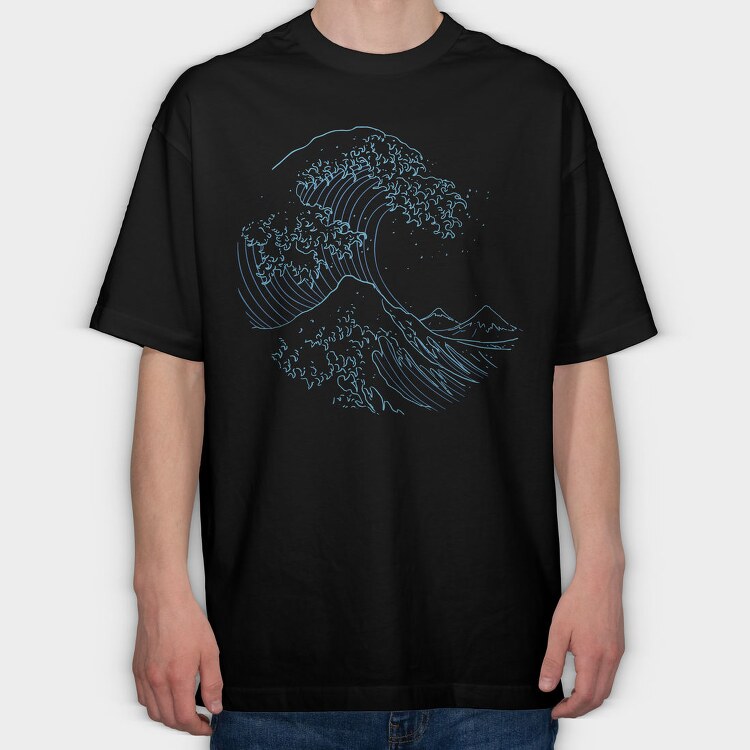 Japanese Wave, Tricou Oversize Barbati (Unisex)