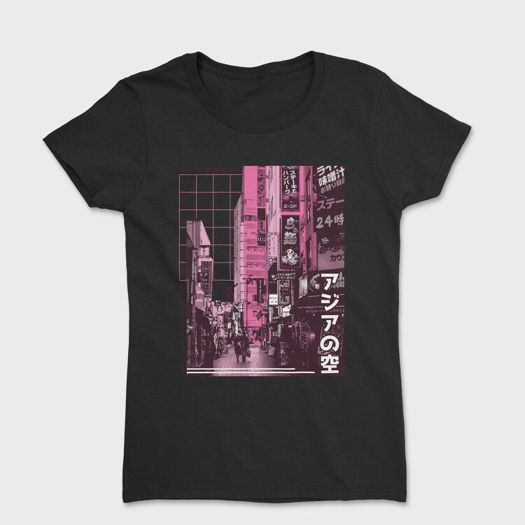 Japanese City Photographic Asian Street, Tricou Femei