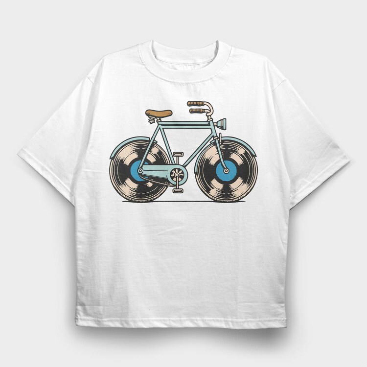 Bicycle Vinyl Record Bike, Tricou Oversize Barbati (Unisex)