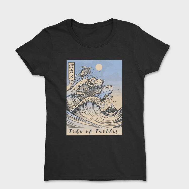 Japanese Turtle Ukiyo Wave Sea, Tricou Femei