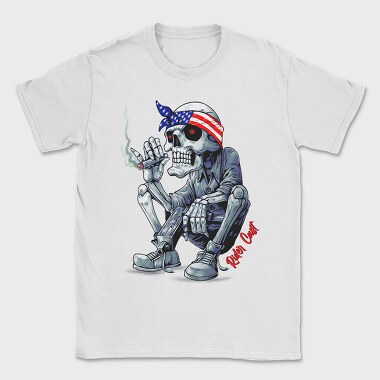 Skeleton Smoker Flag Eyes Rider Cast, Tricou Barbati (Unisex)