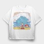 Big Wave Meme Beach Stand, Tricou Oversize Barbati (Unisex)