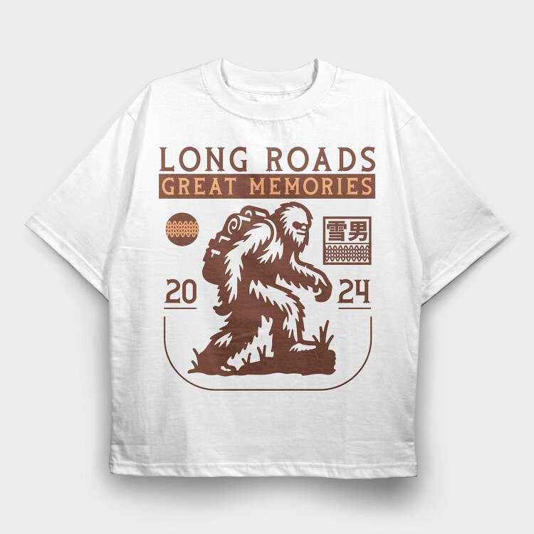 Bigfoot Hiking Memories Trend Yeti, Tricou Oversize Barbati (Unisex)