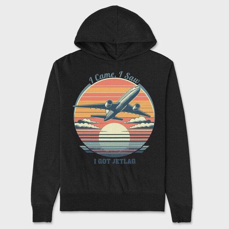 Jetlag Travel Quote I Came I Saw, Hanorac Oversize Barbati (Unisex)