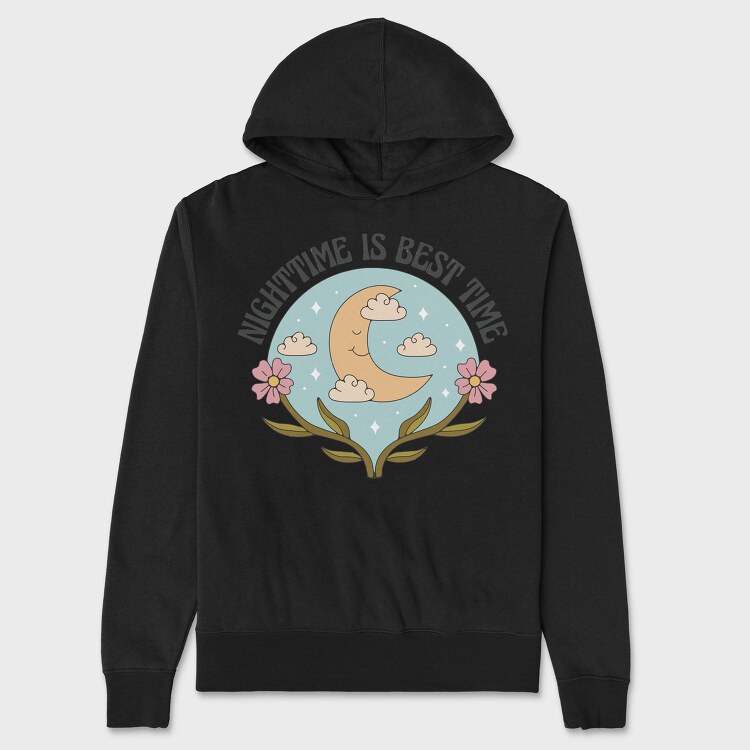 Nightime Best Time Moon Flower Power Nature 12, Hanorac Oversize Barbati (Unisex)