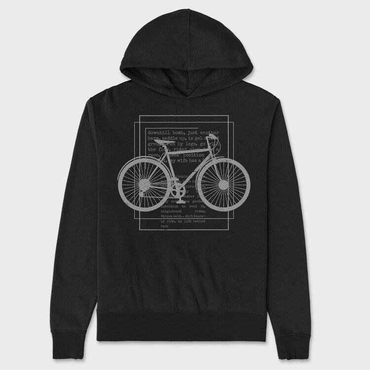 Biker Text Bicycle, Hanorac Oversize Barbati (Unisex)