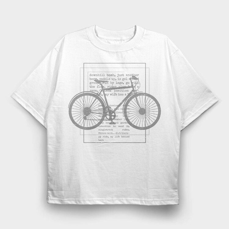 Biker Text Bicycle, Tricou Oversize Barbati (Unisex)