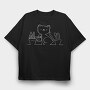 Cat And Plants (2), Tricou Oversize Barbati (Unisex)