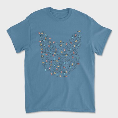 Cat Christmas Lights Silhouette With, Tricou Barbati (Unisex)