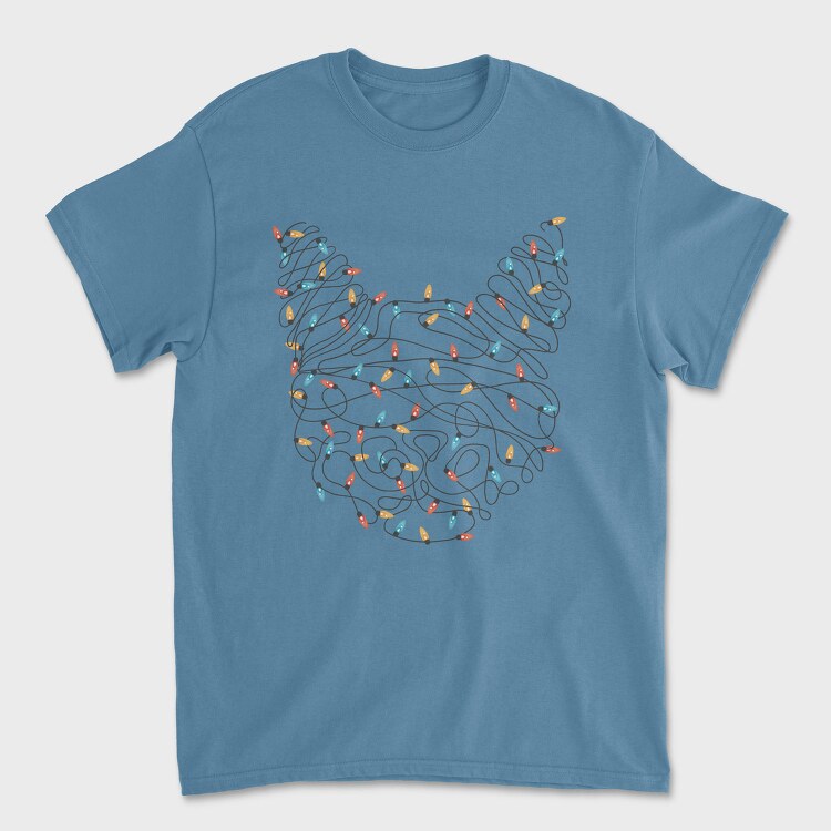 Cat Christmas Lights Silhouette With, Tricou Barbati (Unisex)