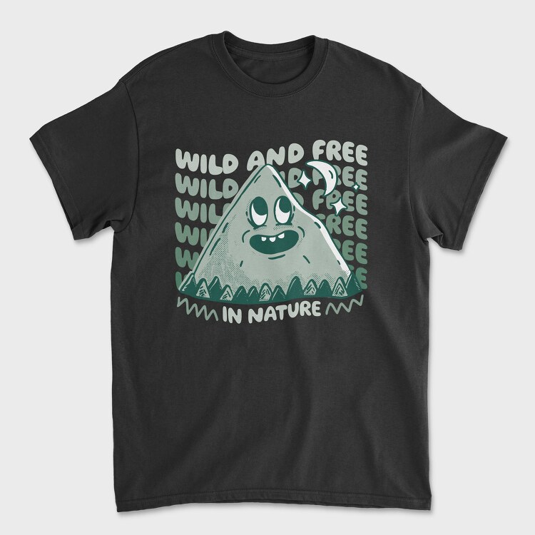 Wild and Free Mountain Cartoon, Tricou Barbati (Unisex)