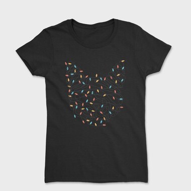 Cat Christmas Lights Silhouette With, Tricou Femei