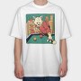 Cat Playing Billiards Biliard, Tricou Oversize Barbati (Unisex)