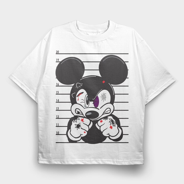 Prisoner Mickey Mouse, Tricou Oversize Barbati (Unisex)