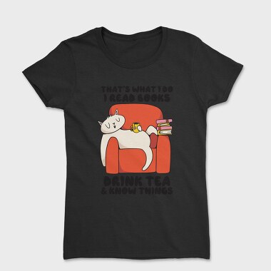Cat Reading Books (2), Tricou Femei