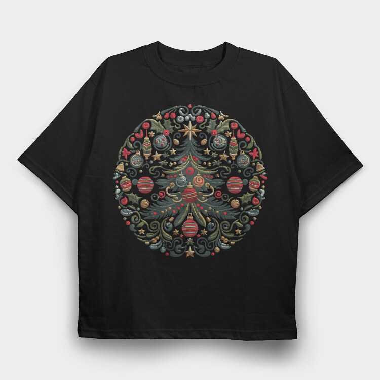 Decorative Christmas Tree Wreath, Tricou Oversize Barbati (Unisex)