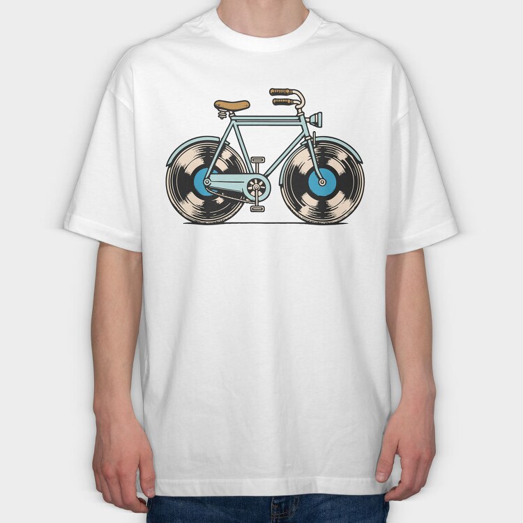 Bicycle Vinyl Record Bike, Tricou Oversize Barbati (Unisex)