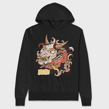 Oni Monster Asian Mask, Hanorac Oversize Barbati (Unisex)
