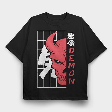 Oni Skull Flat, Tricou Oversize Barbati (Unisex)