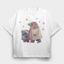 Otter Animal Family Winter Mug 03, Tricou Oversize Barbati (Unisex)