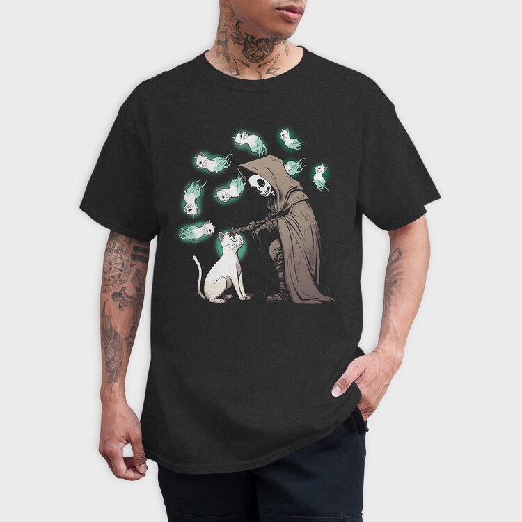 Grim Reaper Cat Lives, Tricou Barbati (Unisex)