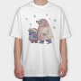 Otter Animal Family Winter Mug 03, Tricou Oversize Barbati (Unisex)