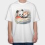Panda And Mouse Cuddle Mice Hug, Tricou Oversize Barbati (Unisex)