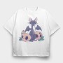 Pastel Goth Bat Cat Cute, Tricou Oversize Barbati (Unisex)
